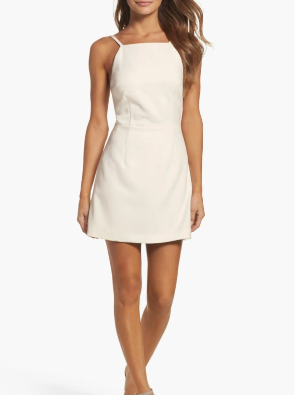 French Connection Whisper Light Mini Dress Size 4 Neutral Sheath Minimalist Slip